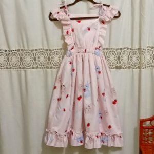 New pink girls Easter bunny dress size 8. Cottagecore